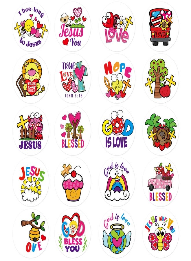 Yopyame 600PCS Christian Valentine’s Day Stickers for Kid Religious Prizes Sticker Catholic Child Drawn Scripture Religious Sticker Jesus Loves You Self Adhesive Paper Christian Stickers for Classroom - Image 1
